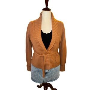 Original Penguin Merino Wool Cashmere Belted Cardigan Sweater Size L